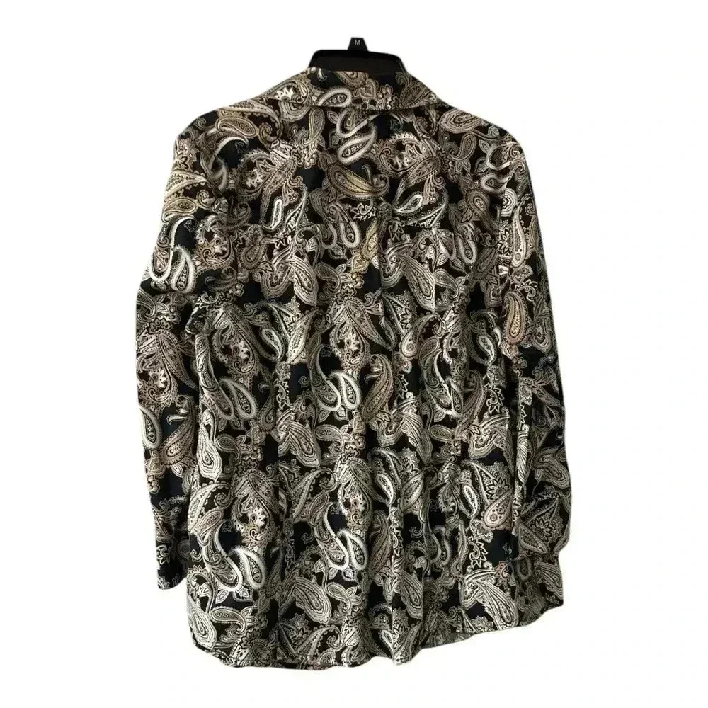 Foxcorft wrinkle free Paisley Print Button-Up Blouse Women Size14W - Picture 2 of 4